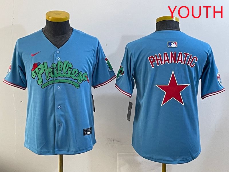 Youth Philadelphia Phillies Blank Light Blue Four generations joint name 2025 Nike MLB Jersey style 1->youth mlb jersey->Youth Jersey